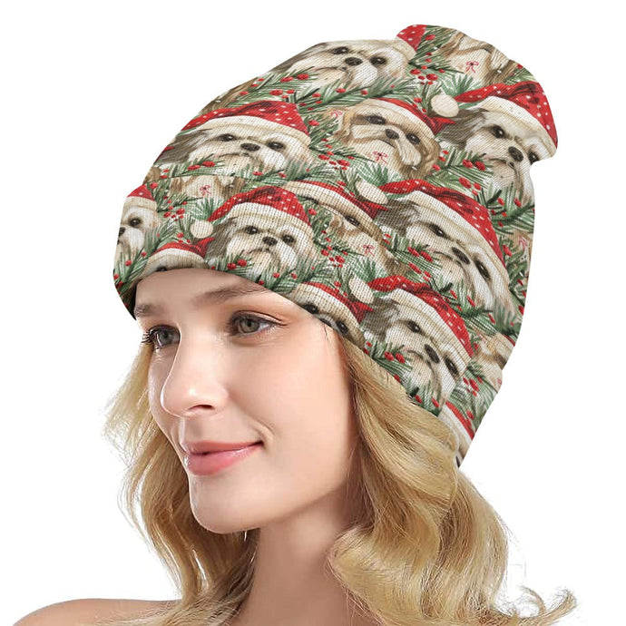 Merry Shih Tzu Merriment Warm Christmas Beanie-Accessories-Accessories, Christmas, Dog Mom Gifts, Hats, Shih Tzu-ONE SIZE-1