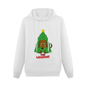 Merry Woofmas Dachshund Christmas Women's Cotton Fleece Hoodie Sweatshirt-Apparel-Apparel, Christmas, Dachshund, Hoodie, Sweatshirt-White-XS-2
