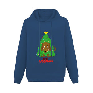 Merry Woofmas Dachshund Christmas Women's Cotton Fleece Hoodie Sweatshirt-Apparel-Apparel, Christmas, Dachshund, Hoodie, Sweatshirt-Navy Blue-XS-4