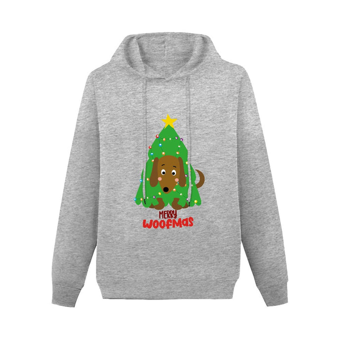 Merry Woofmas Dachshund Christmas Women's Cotton Fleece Hoodie Sweatshirt-Apparel-Apparel, Christmas, Dachshund, Hoodie, Sweatshirt-Gray-XS-1