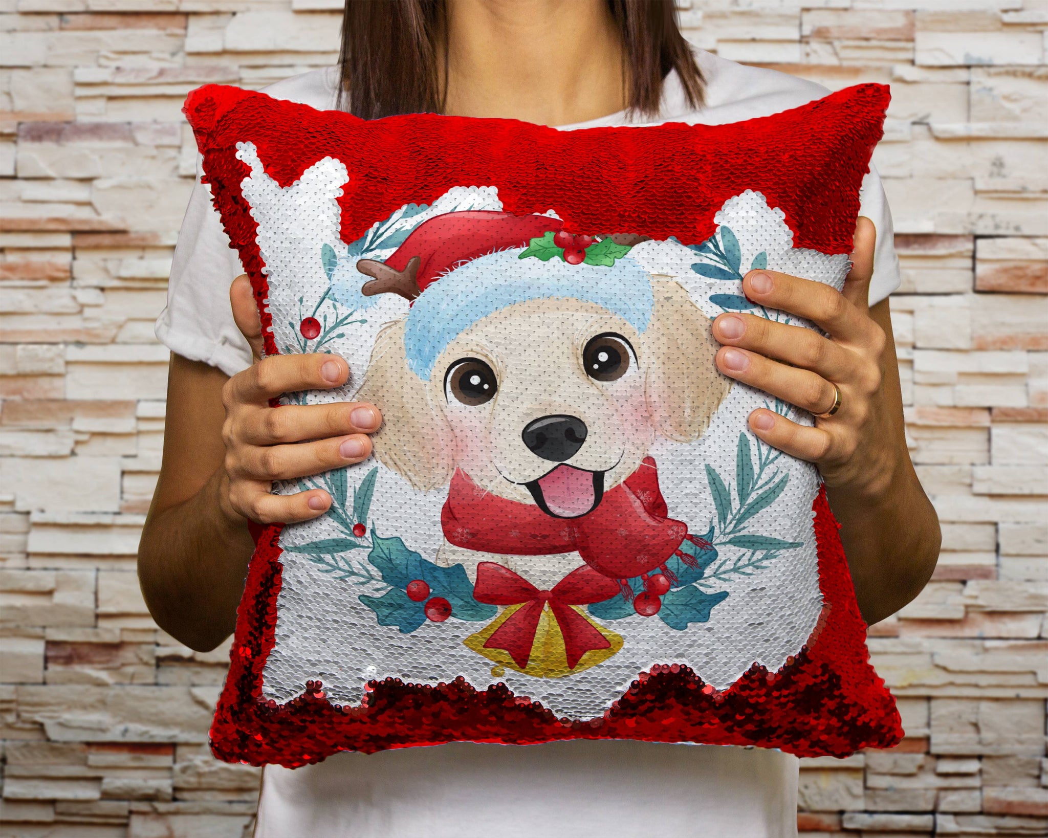 Christmas dog online pillows