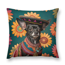 Load image into Gallery viewer, Mexican Tapestry Black Chihuahua Plush Pillow Case-Chihuahua, Dog Dad Gifts, Dog Mom Gifts, Home Decor, Pillows-3