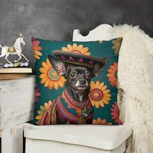 Load image into Gallery viewer, Mexican Tapestry Black Chihuahua Plush Pillow Case-Chihuahua, Dog Dad Gifts, Dog Mom Gifts, Home Decor, Pillows-4