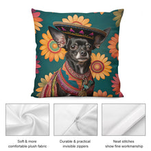 Load image into Gallery viewer, Mexican Tapestry Black Chihuahua Plush Pillow Case-Chihuahua, Dog Dad Gifts, Dog Mom Gifts, Home Decor, Pillows-5
