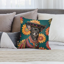 Load image into Gallery viewer, Mexican Tapestry Black Chihuahua Plush Pillow Case-Chihuahua, Dog Dad Gifts, Dog Mom Gifts, Home Decor, Pillows-8