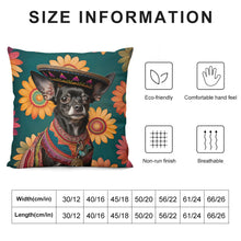Load image into Gallery viewer, Mexican Tapestry Black Chihuahua Plush Pillow Case-Chihuahua, Dog Dad Gifts, Dog Mom Gifts, Home Decor, Pillows-12 &quot;×12 &quot;-White-1