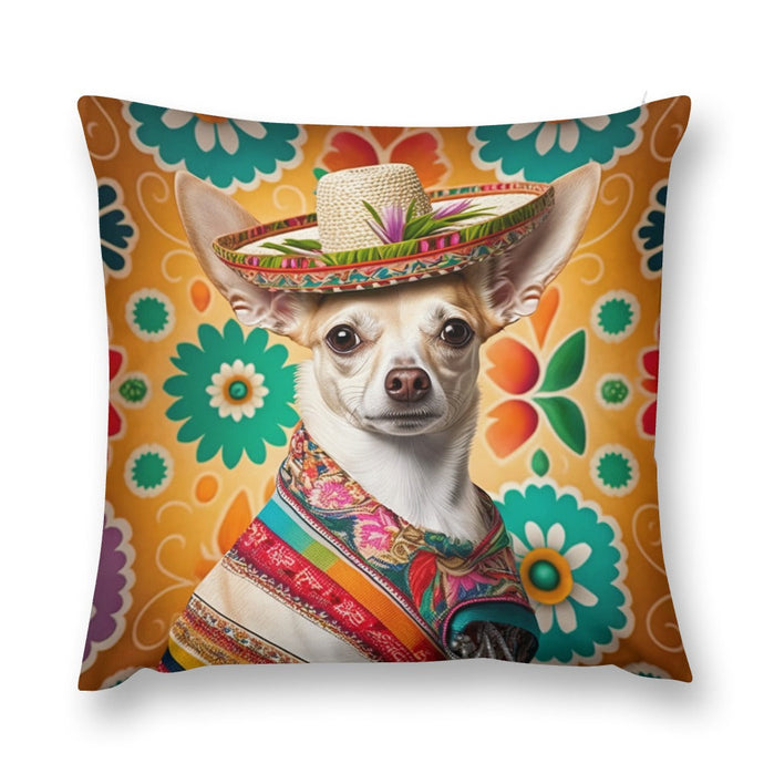 Mexican Tapestry Cream Chihuahua Plush Pillow Case-Chihuahua, Dog Dad Gifts, Dog Mom Gifts, Home Decor, Pillows-8