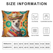 Load image into Gallery viewer, Mexican Tapestry Cream Chihuahua Plush Pillow Case-Chihuahua, Dog Dad Gifts, Dog Mom Gifts, Home Decor, Pillows-12 &quot;×12 &quot;-White-1