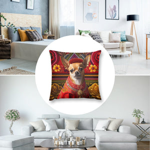 Mexican Tapestry Red Chihuahua Plush Pillow Case-Chihuahua, Dog Dad Gifts, Dog Mom Gifts, Home Decor, Pillows-3