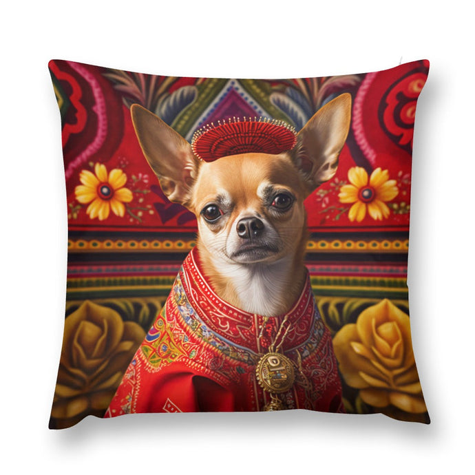 Mexican Tapestry Red Chihuahua Plush Pillow Case-Chihuahua, Dog Dad Gifts, Dog Mom Gifts, Home Decor, Pillows-4