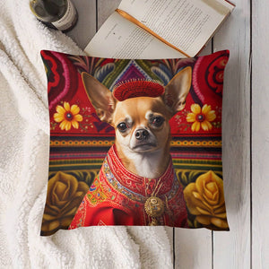 Mexican Tapestry Red Chihuahua Plush Pillow Case-Chihuahua, Dog Dad Gifts, Dog Mom Gifts, Home Decor, Pillows-7