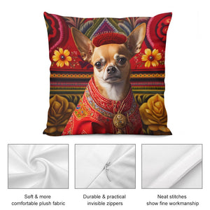 Mexican Tapestry Red Chihuahua Plush Pillow Case-Chihuahua, Dog Dad Gifts, Dog Mom Gifts, Home Decor, Pillows-8