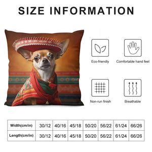 Mexican Tapestry Red Chihuahua Plush Pillow Case-Chihuahua, Dog Dad Gifts, Dog Mom Gifts, Home Decor, Pillows-12 "×12 "-White-1