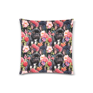 Midnight Blossom Black Frenchie Enchantment Throw Pillow Covers-Cushion Cover-French Bulldog, Home Decor, Pillows-2