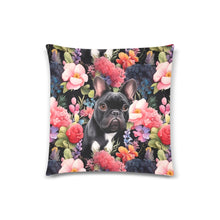 Load image into Gallery viewer, Midnight Blossom Black Frenchie Enchantment Throw Pillow Covers-Cushion Cover-French Bulldog, Home Decor, Pillows-3