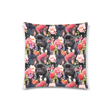 Load image into Gallery viewer, Midnight Blossom Black Frenchie Enchantment Throw Pillow Covers-Cushion Cover-French Bulldog, Home Decor, Pillows-White1-ONESIZE-4