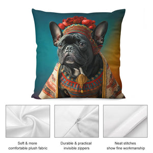 Midnight Elegance Black French Bulldog Plush Pillow Case-Cushion Cover--5