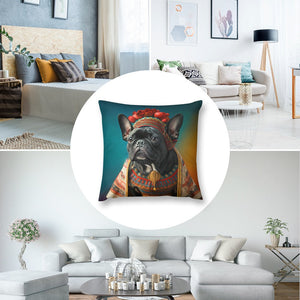 Midnight Elegance Black French Bulldog Plush Pillow Case-Cushion Cover--8