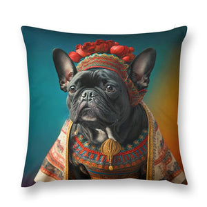 Midnight Elegance Black French Bulldog Plush Pillow Case-Cushion Cover-12 "×12 "-1