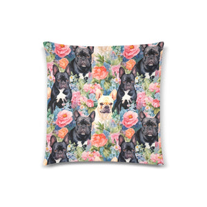 Midnight Floral French Bulldogs Throw Pillow Cover-Cushion Cover-French Bulldog, Home Decor, Pillows-White-ONESIZE-2