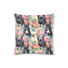 Load image into Gallery viewer, Midnight Floral French Bulldogs Throw Pillow Cover-Cushion Cover-French Bulldog, Home Decor, Pillows-White-ONESIZE-1