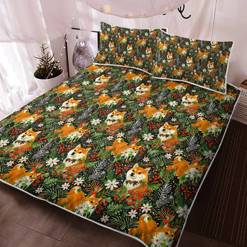 Midnight Frolic Shibas Christmas Quilted Blanket Or Bedding Set 360x