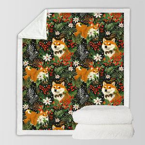 Midnight Frolic Shibas Christmas Soft Warm Fleece Blanket-Blanket-Blankets, Christmas, Dog Dad Gifts, Dog Mom Gifts, Home Decor, Shiba Inu-10