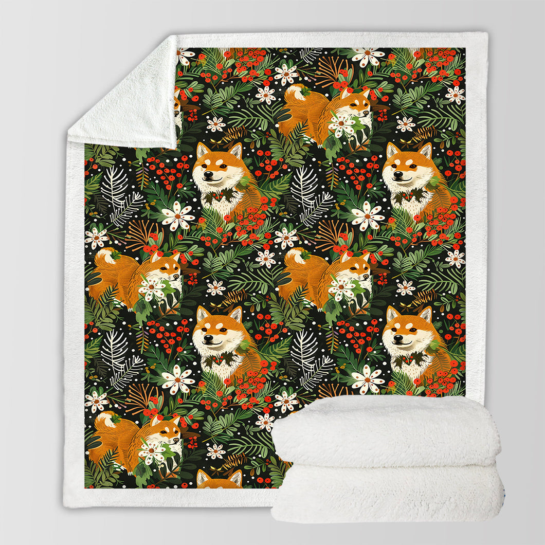 Midnight Frolic Shibas Christmas Soft Warm Fleece Blanket-Blanket-Blankets, Christmas, Dog Dad Gifts, Dog Mom Gifts, Home Decor, Shiba Inu-10