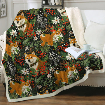 Midnight Frolic Shibas Christmas Soft Warm Fleece Blanket 360x