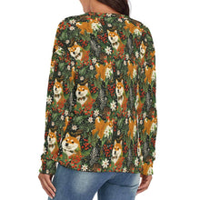Load image into Gallery viewer, Midnight Frolic Shibas Women&#39;s V-Neck Christmas Sweater-Apparel-Apparel,Christmas,Dog Mom Gifts,Shiba Inu,Sweater,Sweatshirt-4