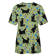 Load image into Gallery viewer, Midnight Garden Black Labs All Over Print Women&#39;s Cotton T-Shirt-Apparel-Apparel, Black Labrador, Labrador, Shirt, T Shirt-11
