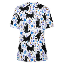 Load image into Gallery viewer, Midnight Garden Black Labs All Over Print Women&#39;s Cotton T-Shirt-Apparel-Apparel, Black Labrador, Labrador, Shirt, T Shirt-4