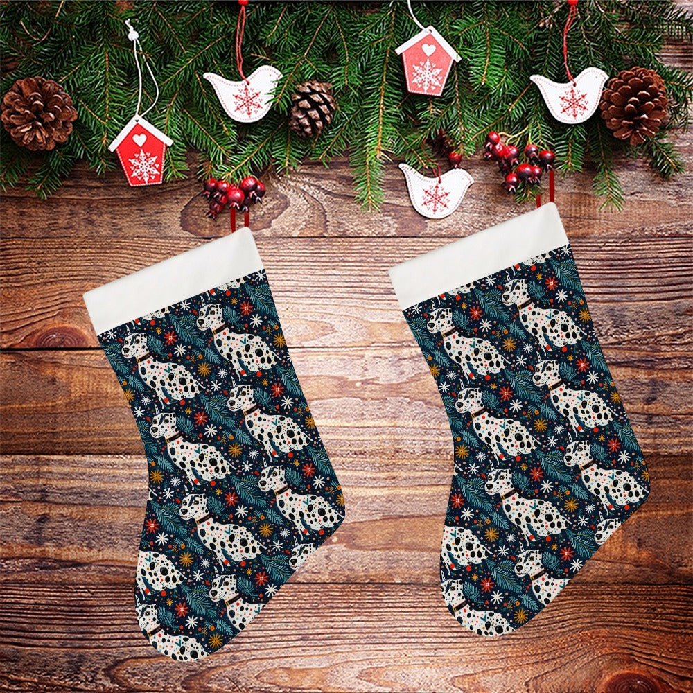 Midnight Garden Dalmatians Christmas Stocking-Christmas Ornament-Christmas, Dalmatian, Home Decor-26X42CM-White-2