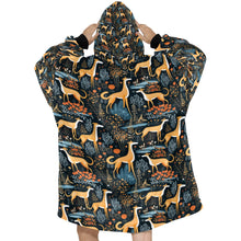 Load image into Gallery viewer, Midnight Garden Greyhound / Whippet Christmas Blanket Hoodie-Blanket-Apparel, Blanket Hoodie, Blankets, Christmas, Dog Mom Gifts, Greyhound-ONE SIZE-2