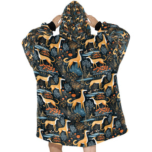 Midnight Garden Greyhound / Whippet Christmas Blanket Hoodie-Blanket-Apparel, Blanket Hoodie, Blankets, Christmas, Dog Mom Gifts, Greyhound-ONE SIZE-2