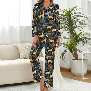 Midnight Garden Greyhound Whippet Christmas Pajamas Set For Women S 360x