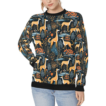 Midnight Garden Greyhound Whippet Christmas Sweatshirt For Women White5 S 360x