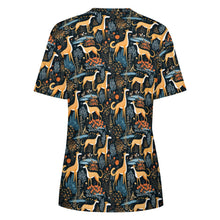 Load image into Gallery viewer, Midnight Garden Greyhound / Whippet Christmas Women's Cotton T-Shirt-Apparel-Apparel, Christmas, Dog Mom Gifts, Greyhound, T Shirt-3