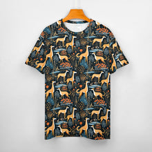 Load image into Gallery viewer, Midnight Garden Greyhound / Whippet Christmas Women's Cotton T-Shirt-Apparel-Apparel, Christmas, Dog Mom Gifts, Greyhound, T Shirt-5