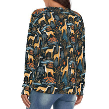 Load image into Gallery viewer, Midnight Garden Greyhound Women's V-Neck Christmas Sweater-Apparel-Apparel,Christmas,Dog Mom Gifts,Greyhound,Sweater,Sweatshirt-2