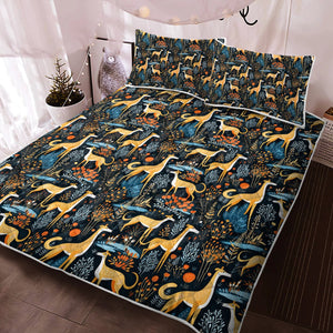 Midnight Garden Greyhound/Whippet Christmas Quilt Blanket Bedding Set-Bedding-Bedding, Blankets, Christmas, Greyhound, Home Decor-3