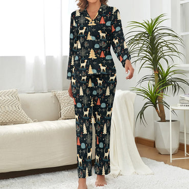 Midnight Magic Labrador Christmas Pajamas Set for Women M