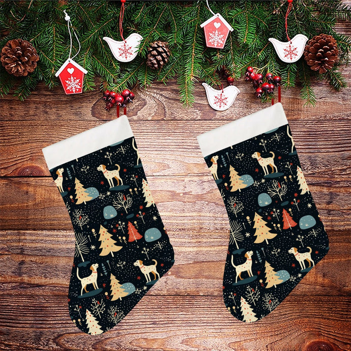 Midnight Magic Labrador Christmas Stocking-Christmas Ornament-Christmas, Home Decor, Labrador-26X42CM-White-2