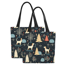 Load image into Gallery viewer, Midnight Magic Labrador Large Canvas Tote Bags - Set of 2-Accessories-Accessories, Bags, Labrador-Larger Christmas Trees-Set of 2-1