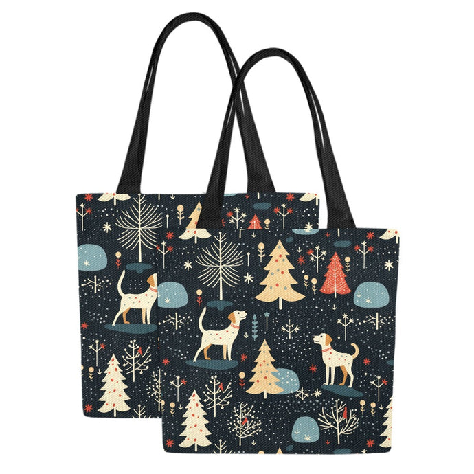 Midnight Magic Labrador Large Canvas Tote Bags - Set of 2-Accessories-Accessories, Bags, Labrador-Larger Christmas Trees-Set of 2-1