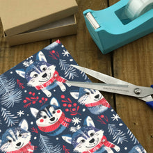 Load image into Gallery viewer, Midnight Merriment Husky Christmas Gift Wrapping Paper - 2 Rolls-Christmas Ornament-Christmas,Siberian Husky,Wrapping Paper-3