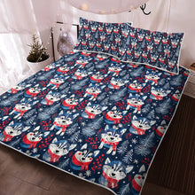 Load image into Gallery viewer, Midnight Merriment Husky Christmas Quilt Blanket Bedding Set-Bedding-Bedding, Blankets, Christmas, Home Decor, Siberian Husky-2