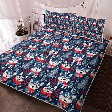 Midnight Merriment Husky Christmas Quilt Blanket Bedding Set Twin Only Quilt 360x