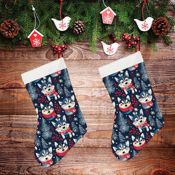 Midnight Merriment Husky Christmas Stocking 26x42cm White 2 360x