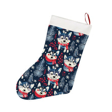 Load image into Gallery viewer, Midnight Merriment Husky Christmas Stocking-Christmas Ornament-Christmas, Home Decor, Siberian Husky-26X42CM-White-1